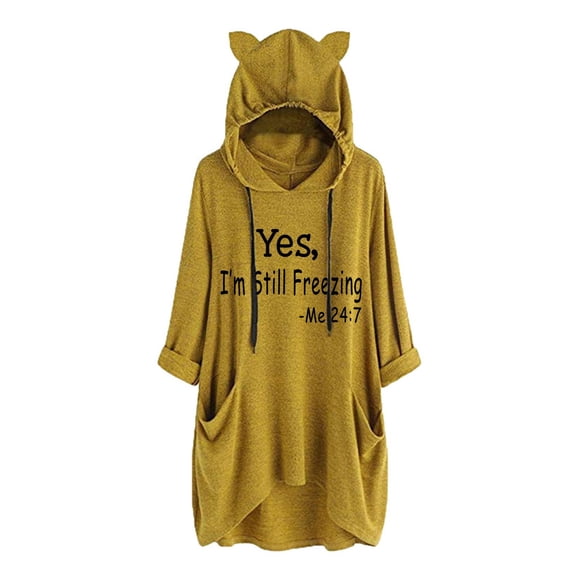 Vedolay Hoodies for Women's Casual Hoodies Long Sleeve Solid Lightweight Pullover Tops Loose Sweatshirt,Yellow XL