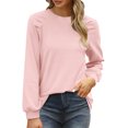 thumbnail image 1 of Vedolay Hoodless Sweatshirts for Women 2023 Plus Size Long-Sleeve Crewneck Tee Shirt Pink,M, 1 of 4