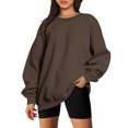 thumbnail image 1 of Vedolay Hoodless Sweatshirts for Women Casual Star Printed Sweatshirt Crewneck Shirts Coffee,M, 1 of 3