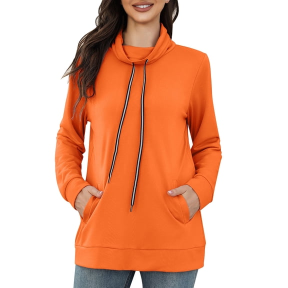 Vedolay Hoodless Sweatshirts for Women Long Sleeve Slim Fit Sweater Top 2023 Orange,M