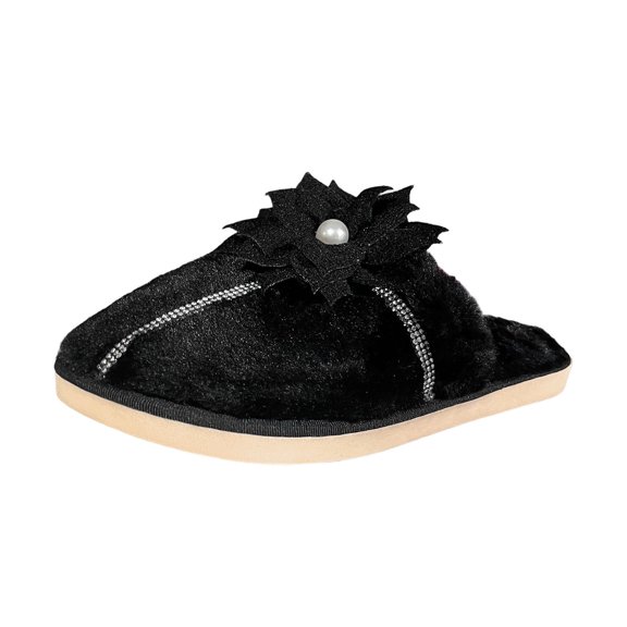 Vedolay House Slippers for Women Comfort Slippers Plush Lining Slip-On House Shoes for Indoor Black,37
