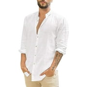 Vedolay Hurley Shirts for Men Casual Men's Sport Western Basic Two Pocket Long Sleeve Snap Shirt