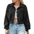 thumbnail image 1 of Vedolay Jacket Women Long Sleeve Bomber Jacket Coat with Pocket Black,XL, 1 of 5