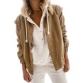 thumbnail image 1 of Vedolay Jacket Women Oversized Button Down Shirt Fall Outfits Streetwear Trendy Coat Khaki,S, 1 of 5