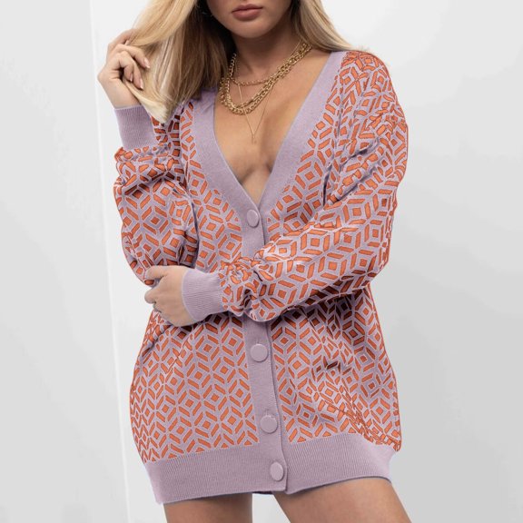 Vedolay Jackets Womens Casual Puff Long Sleeve Open Front Work Office Fashion Jacket,Orange L