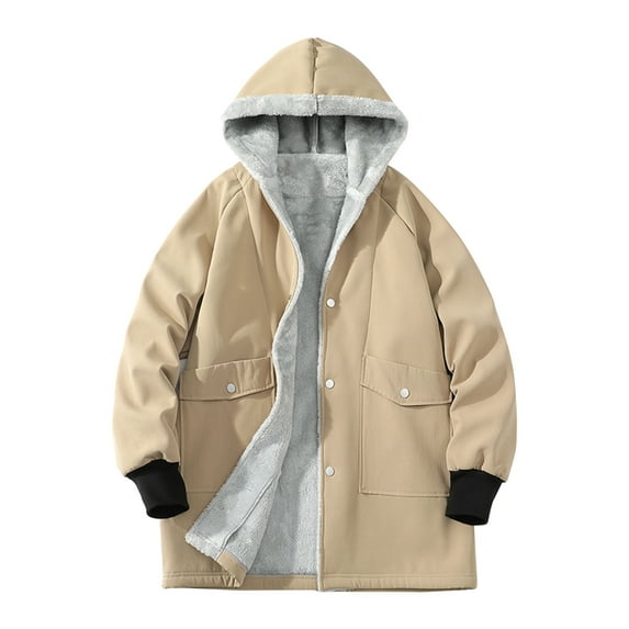 Vedolay Jackets for Men 2023 Plus Size Business Casual Long Fall Coat Khaki,2XL