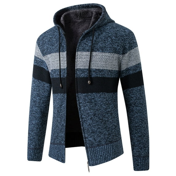 Vedolay Jackets for Men Business Fall Coat Lapel Solid Coats Winter Fashion Cardigan Blue,XL