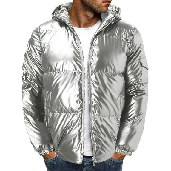 Vedolay Jackets for Men Hooded Lined Parka Jacket Lightweight Hooded Winter Coat Grey,2XL
