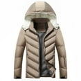 thumbnail image 1 of Vedolay Jackets for Men Long Mens Parka Hood Jacket Winter Parka for Men Khaki,3XL, 1 of 3