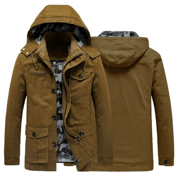 Vedolay Jackets for Men Male Slim Fit Winter Work Open Front Fall Coat Yellow,4XL