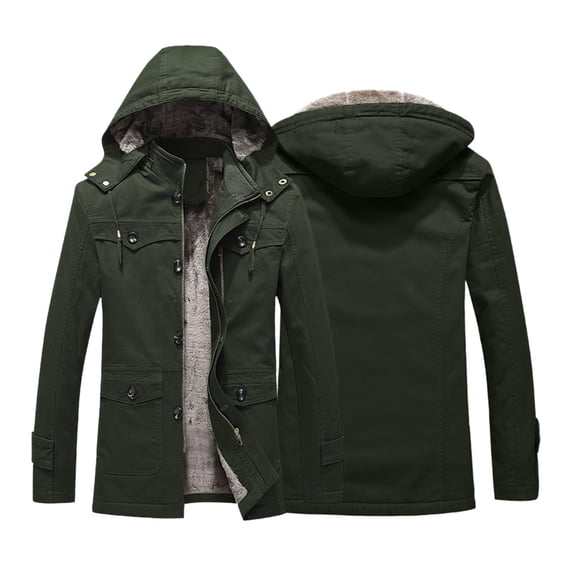 Vedolay Jackets for Men Solid Winter Coat Cardigans Fall Coat Long Outwear Green,2XL