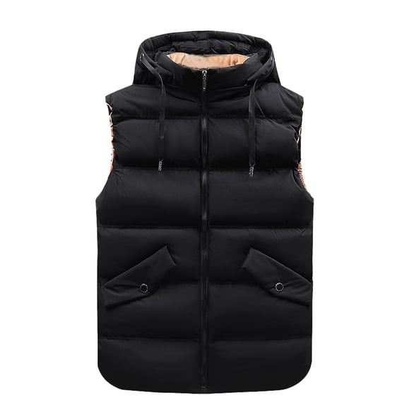 Vedolay Jackets for Men Zip Up Windproof Jackets Overcoat Thicken Long Coat Black,L