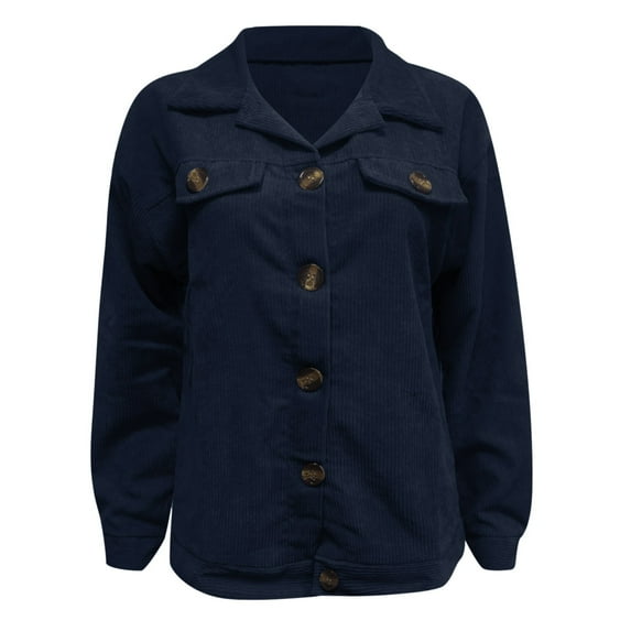 Vedolay Jackets for Women Casual Fashion Front Open Solid Color Lapel Suit Jacket with Pockets,Navy M