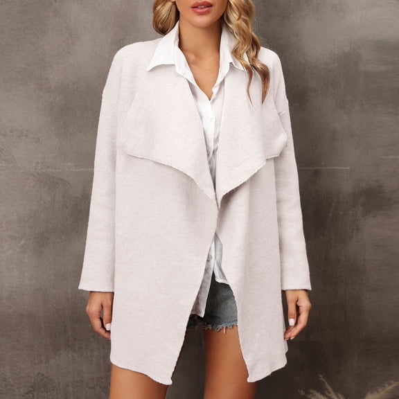 Vedolay Jackets for Women Plus Size Elegant Split Long Sleeve Open Front Office Casual Jacket,Beige XL