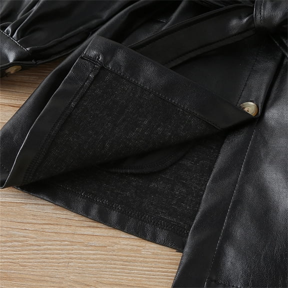 Vedolay Jean Jackets for Girl Toddler Girl's Fall Ruffle Trim Zip Up Long Sleeve Outerwear,Black 3-4 Years