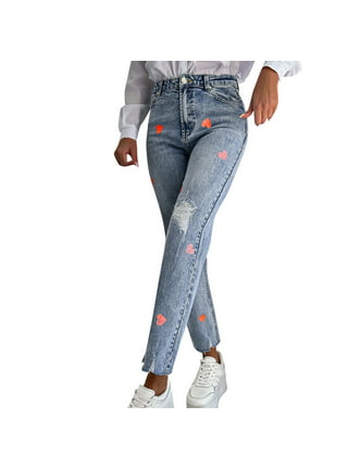 Jeans Gradient Denim Long Ripped Hole Regular Plus Slim Size