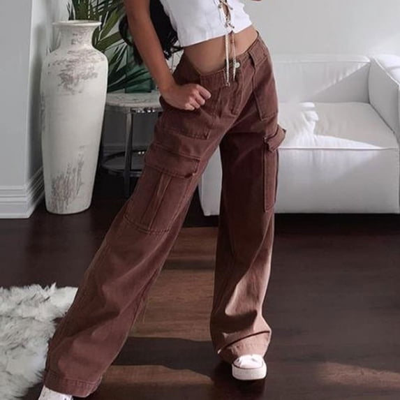 Vedolay Jeans Women Fashion High Waisted Bell Bottom Wide Leg Ripped Flared Jeans,Brown XL