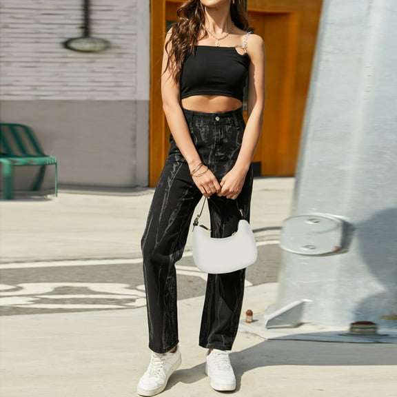 Vedolay Jeans for Women High Waist Women's Baggy Jeans High Waisted Straight Leg Streetwear Vintage Pants,Black XL