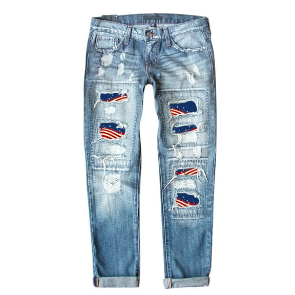 Vedolay Jeans for Women Trendy Holiday Jeans for Women Juniors Summer High Waist Denim Pants Blue,L