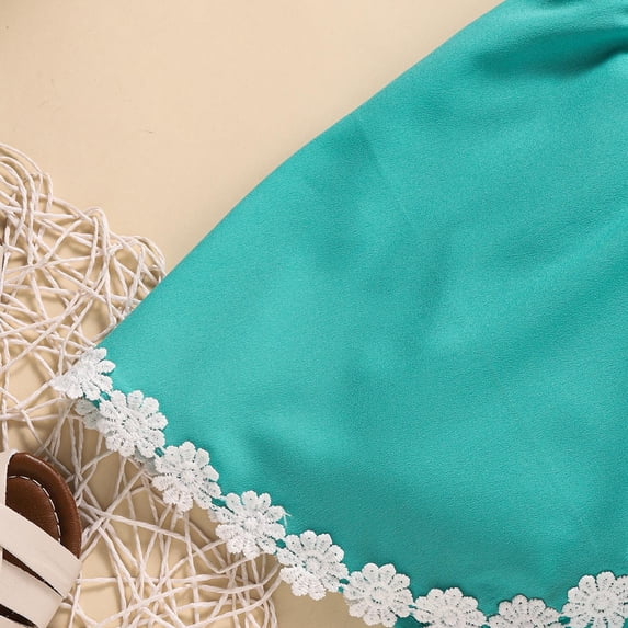 Vedolay Jumpsuit Girl's One Shoulder Romper Ruffle Trim Sleeveless Wide Leg Back Zipper Flounce High Waist Casual Jumpsuit Pants,Green 7-8 Years