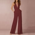 thumbnail image 1 of Vedolay Jumpsuit Women's Collar Button Down Short Sleeve One Piece Romper Playsuit Bodysuit,Watermelon Red M, 1 of 4