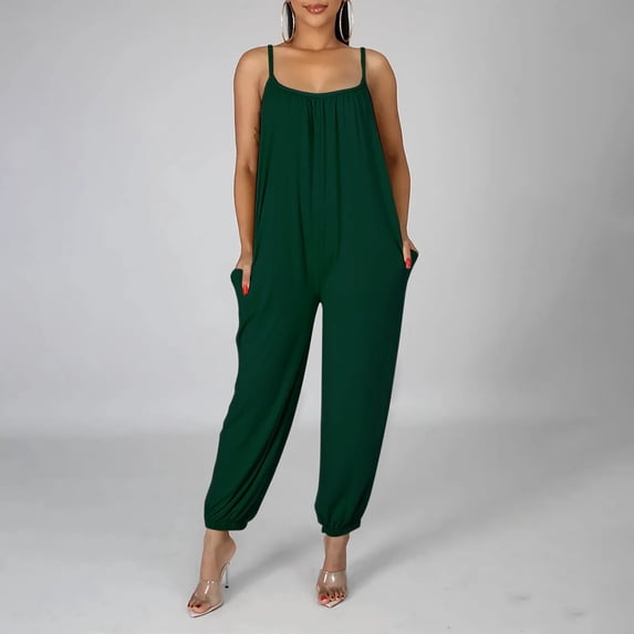 Vedolay Jumpsuits For Women Casual Women Tank Top Yoga Jumpsuit Backless One Piece Bodycon Romper High Waist Wide Leg Jumpsuit Playsuit,AG XL