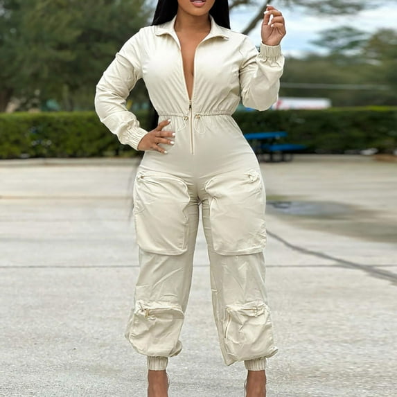 Vedolay Jumpsuits For Women Casual Womens Casual Sleeveless Strap Loose Adjustable Jumpsuits Stretchy Long Pants Romper,White L