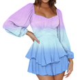 thumbnail image 1 of Vedolay Jumpsuits For Women Dressy Womens Rompers Smocked High Waist Ruffle Sleeves Short Outfits Jumpsuits,Sky Blue S, 1 of 5