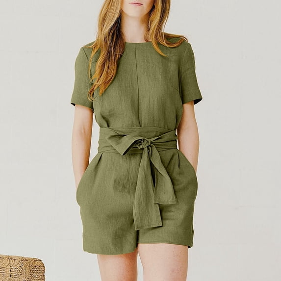 Vedolay Jumpsuits For Women Women's Tank Tops Bodysuit Sleeveless Short Jumpsuits Rompers,Green 4XL