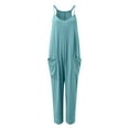 thumbnail image 1 of Vedolay Jumpsuits For Women Womens Casual Summer Crewneck Ruffle Sleeveless Rompers,Light Blue S, 1 of 4