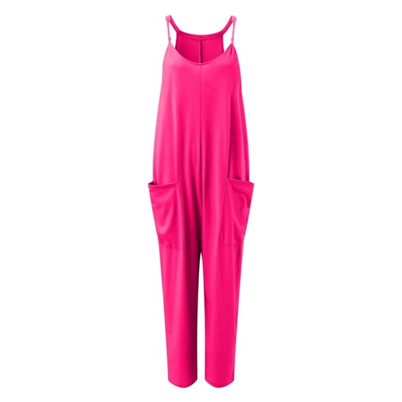 Vedolay Jumpsuits For Women Casual Jumpsuits for Women Halter Sleeveless Party Club Outfits 2 Piece Hight Waist Pant Set Hollow Out Rompers,Hot Pink S