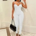 thumbnail image 1 of Vedolay Jumpsuits Womens Jumpsuit Spaghetti Strap Wide Leg Split Jumpsuits Long Overalls Summer Beach Loose Fit Rompers,White L, 1 of 5