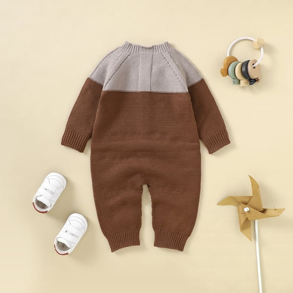 Vedolay Jumpsuits for Boys Spaghetti Strap Long Sleeve Zipper Back Cami Jumpsuit Long Pants,Coffee 12-18 Months