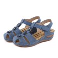 thumbnail image 1 of Vedolay Keen Sandals for Women Womens Flat Sandals Comfortable Summer Elastic Ankle Strap Flip Flops Casual Shoes,Blue 8, 1 of 5