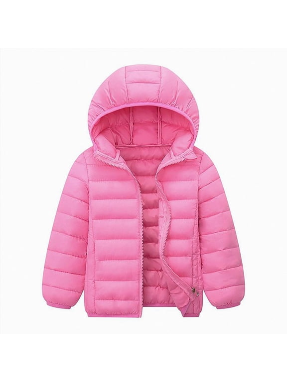 Kids Puffer Jacket for Boys Girls Winter Coats & Jackets, Toddler Winter Lightweight Full Zipper Long Sleeve Padded Hooded Puffer Trendy Kids Winter Coats Size 4-5 Years