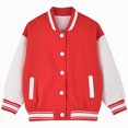 thumbnail image 1 of Vedolay Kids Varsity Jackets Girls Boys Color Block Baseball Jacket Lightweight Bomber Coat School Outwear with Pocket, 1 of 7