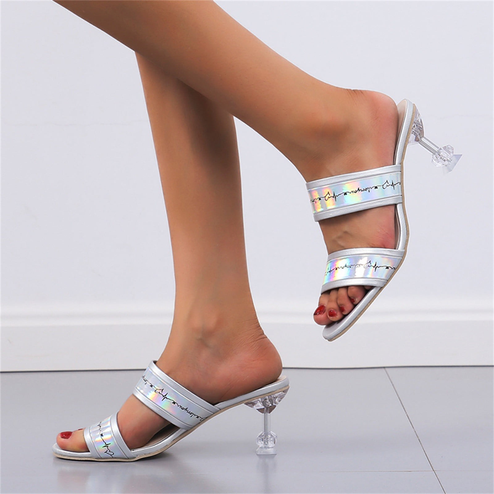 Silver High Heels - Rhinestone Heels - Ankle Strap Heels - Lulus