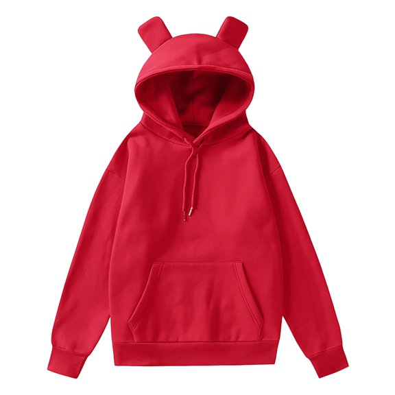 Vedolay Light Jackets for Women Fashion Plus Oversized V-Neck Long Sleeve Pocket Sweatshirts Clothes for Women Red,XL