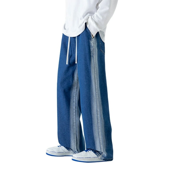 Vedolay Linen Pants Men Relaxed Fit Stretch Long Pants Straight Type Casaul Pants Blue,2XL