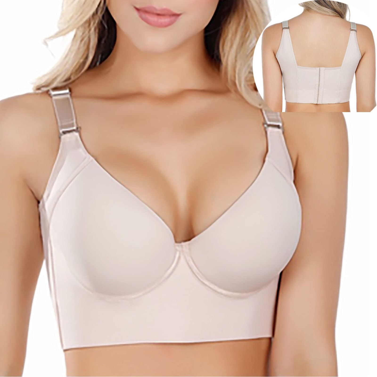 Vedolay Lingerie Women's Seamed Soft Cup Wirefree Bra,Beige 48 
