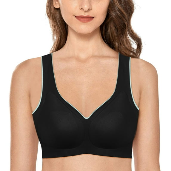 Vedolay Lingerie Zip Front Sports Bra - High Impact Sports Bras for Women Plus Size Workout Fitness Running,Black XL