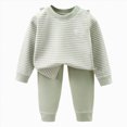 thumbnail image 1 of Vedolay Little Boys Girls Pajamas for Toddler Clothes Set Stripe Long Sleeve Kids Pjs Fall Winter Sleepwear 6-24 Months 2 3 4 5 6 7 8 9 T Children (Light Green,18-24 Months), 1 of 5
