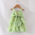 thumbnail image 1 of Vedolay Little Girl Dress Girls Puff Sleeve Square Neck Boho Frilly Smocked Shirred Flared Midi Dress,Green 3-4 Years, 1 of 5