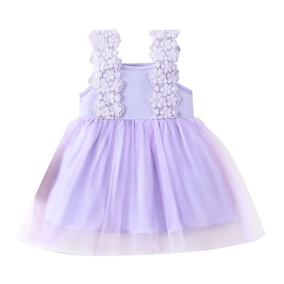 Vedolay Little Girl Dress Girls Summer Spaghetti Strap Casual Above Knee Cami Dress Colorful Retro Twirl Swing Dresses,Purple 12-18 Months