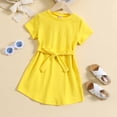 thumbnail image 1 of Vedolay Little Girl Dress Little Girls Summer Sleeveless Dress Causal Floral Beach Sundress Tiered Swing Princess Dress with Ruffle Sleeve,Yellow 6-7 Years, 1 of 5