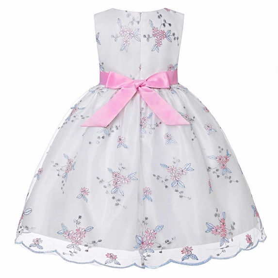 Vedolay Little Girl Dresses Girl's Contrast Mesh Short Sleeve High Waist Flared A Line Short Dress,Pink 5-6 Years