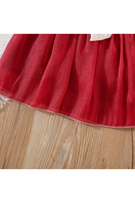 Little Girl Dresses Little Girls Sleeveless Denim Princess Dresses Casual Bowknot Front One-Piece Tutu Sundress,Red 12-18 Months