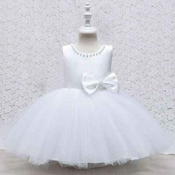 Vedolay Little Girls Dress Flower Girl's Dress Prom Party Bridesmaid Dress Long,White 3-4Years