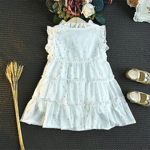 Vedolay Little Girls Dresses Formal Little Girls Long Pageant Dresses Prom Ball Gown Gold Lace Burgundy Tulle,White 3-4 Years