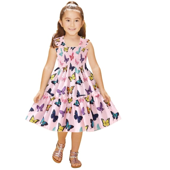 Vedolay Little Girls Sleeveless Dresses Summer Cotton Casual Sundress,Pink 3-4 Years
